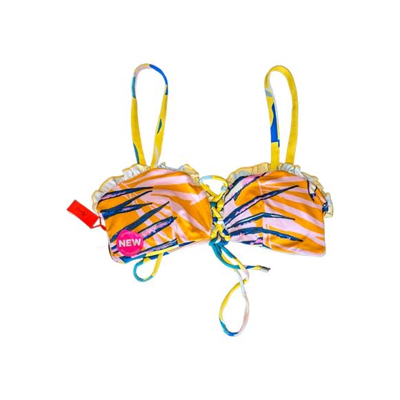 Maaji Dolly Reversible Swim Top Begonia Lace Up Corset Womens Small Bikini Blue - Picture 3 of 6